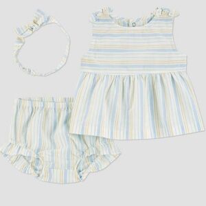 Charming Striped Blue and Yellow Diaper Cover Set